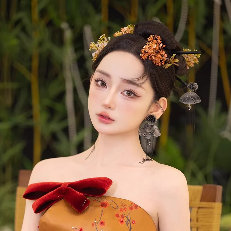 غطاء رأس الزفاف زهرة اصطناعية دبوس الشعر دعوى شيونغسام الصباح العباءات Hanfu استوديو التصوير فستان نخب إكسسوارات الشعر