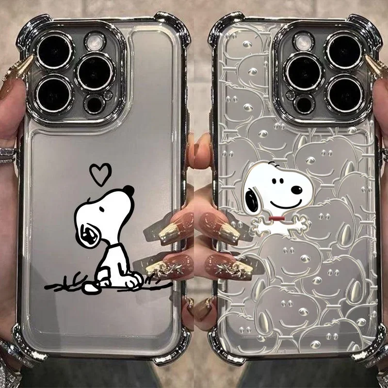 Cute Snoopy Luxury Plating Armor Case for Honor 400 Pro Magic 7 Lite X8C X8B X8 X8A X7A X6C X9B X6A X9A Lovely Y2K Phone Cover