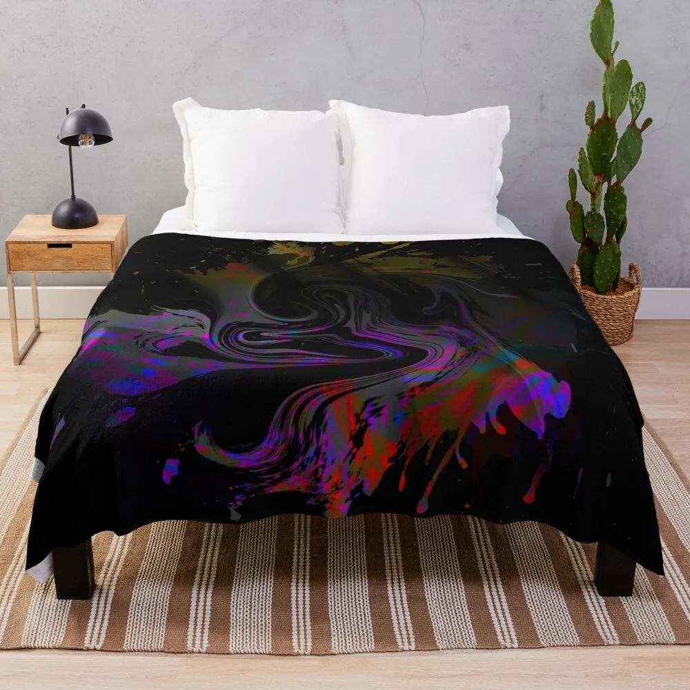 

Splash of color on black Throw Blanket Beautifuls Multi-Purpose Loose Thermal Blankets