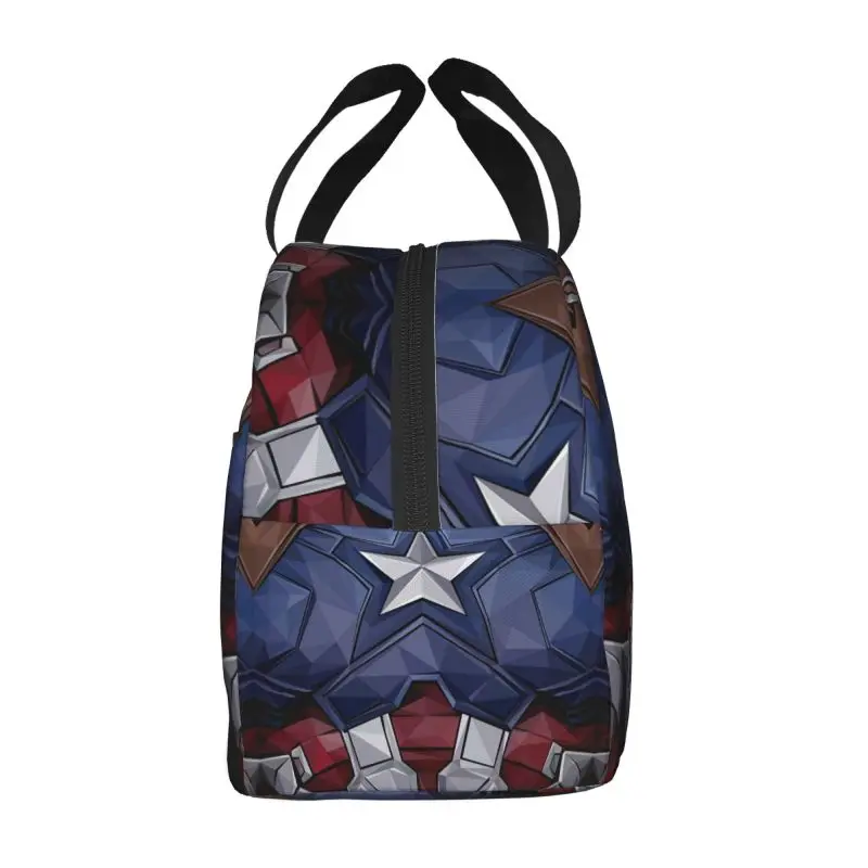 Custom Captain America Lunch Box for Women Leakproof Cooler Thermal Food Insulated Lunch Bag Work Portable Picnic Tote Bags