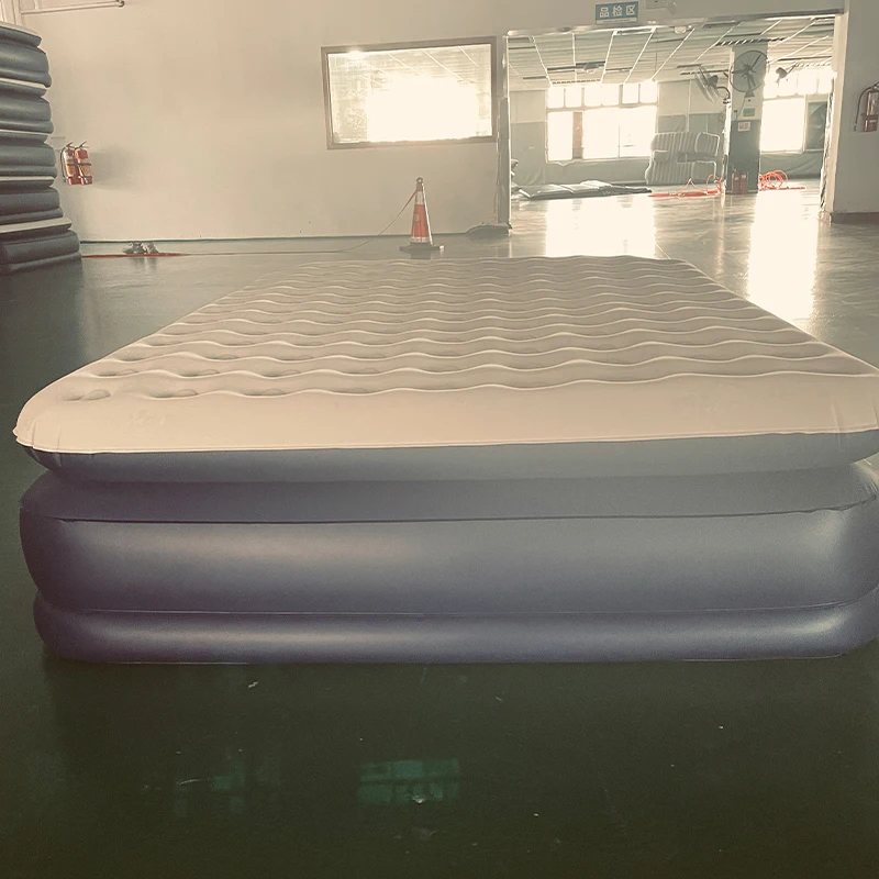 Double Height Flocked Inflatable Airbed Mattress with Build-in Pump Suitable for Indoor and Outdoor Camping