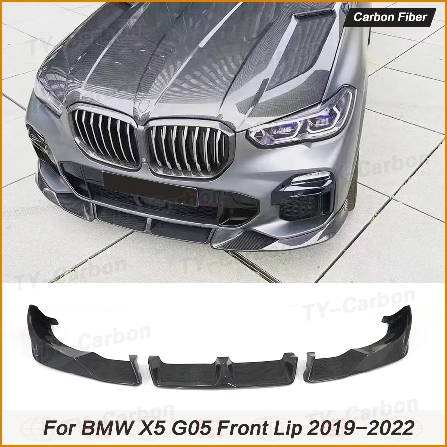 

For BMW X5 G05 2019-2022 LD Style Real Carbon Fiber Front Bumper Lip Splitter Spoiler Diffuser Cover Guard Body Kit M Sport FRP