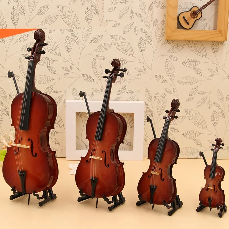 

Cello Model Violin Gift Mini Birthday Doll Musical Instrument Room Decoration