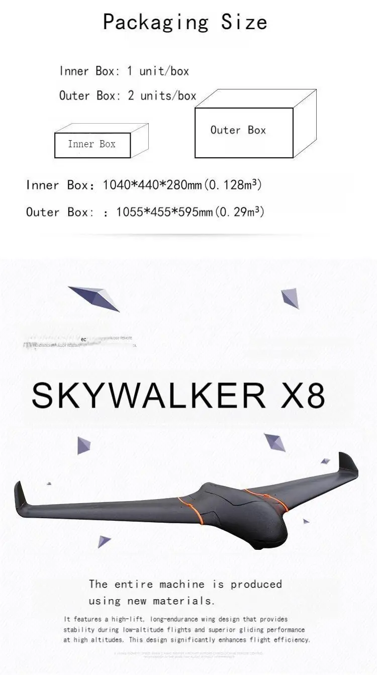 Skywalker X8 Flying Wing EPO RC Aerial Surveying FPV Survey - Image 6