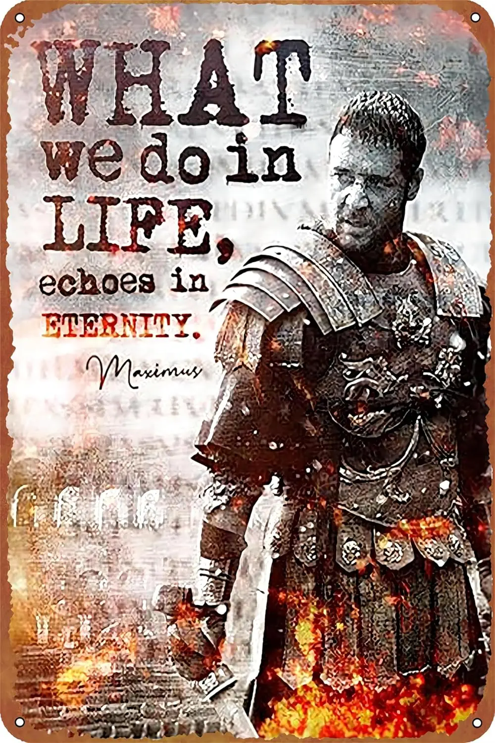 Gladiator Maximus | Inspirational Quote Underground Art Print Motivational Movie Poster Retro Metal Sign Vintage Tin Sign for Ca