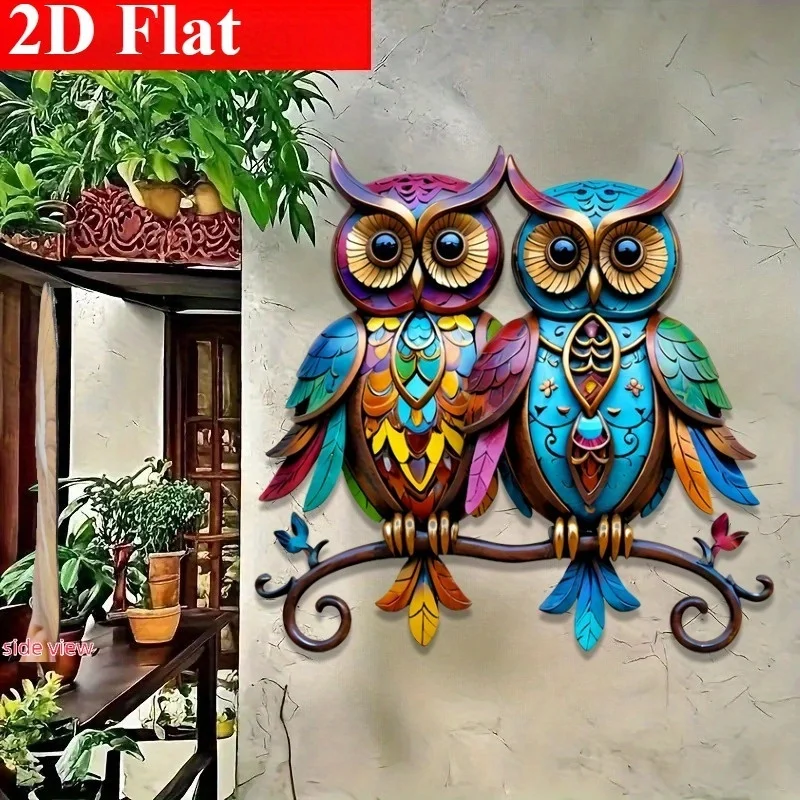 1pc, Bohemian Style Metal Owl Wall Art Decor - Patio - Garden, Courtyard, Living Room And Bedroom Outdoor Fence Decoration