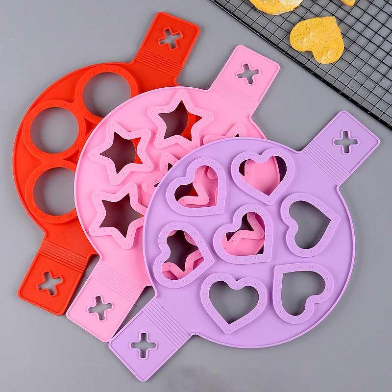 Seven-hole Omelet Non-Stick Egg Pancake Ring Mold Maker Food-grade Silicone Kitchen Tools Star Heart-shaped Cooking Gadgets