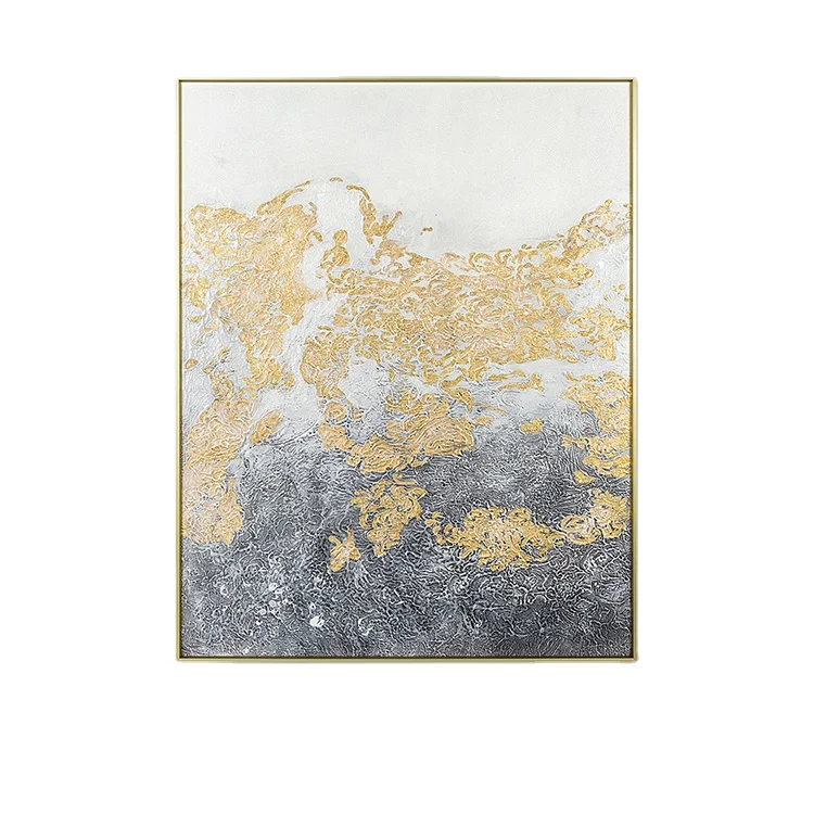 Abstract Wall Art Accent Luxury Gold Foil Oil Painting On Canvas Home Decor Artworks For Interior Living Room Bedroom