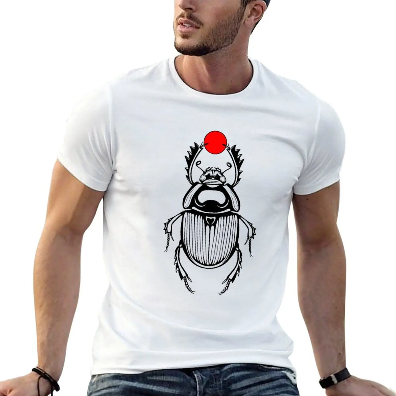 Scarab Beetle Line Drawing T-Shirt rapper graphic tees anime tshirt luxury clothes men