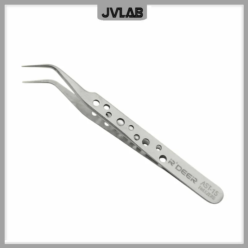 Stainless Steel hollow electronic tweezer Mc Pherson micro forceps curved tip Jewelry Tweezers pick up tools