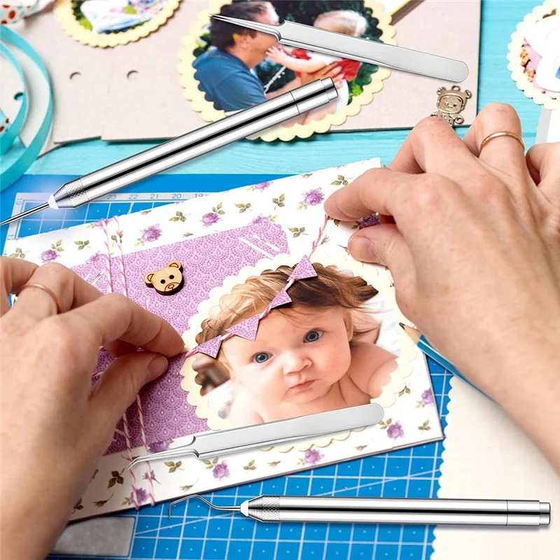 

VEHO-6 шт. Набор инструментов для прополки винил со светодиодной подсветкой, 5-контактный и крючок с подсветкой, пинцет для прополки крючков для резки, удаления, рукоделия Dur