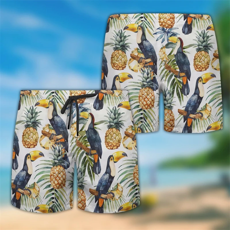 Hawaiian Toucan Graphic Boardshorts Tropical Bird Short Pants For Men Leisure Male Beach Shorts Aloha Birds Bermudas Boy Trunks