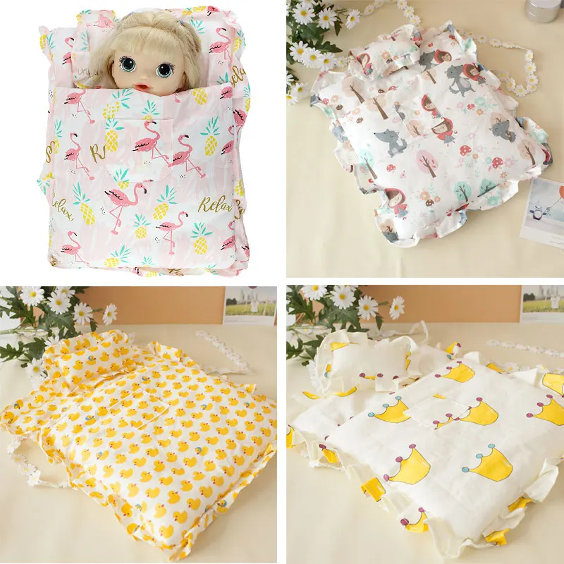 New  sleeping bag and pillow  for 12 Inch 30CM  baby alive doll Toys Crawling Doll accessories