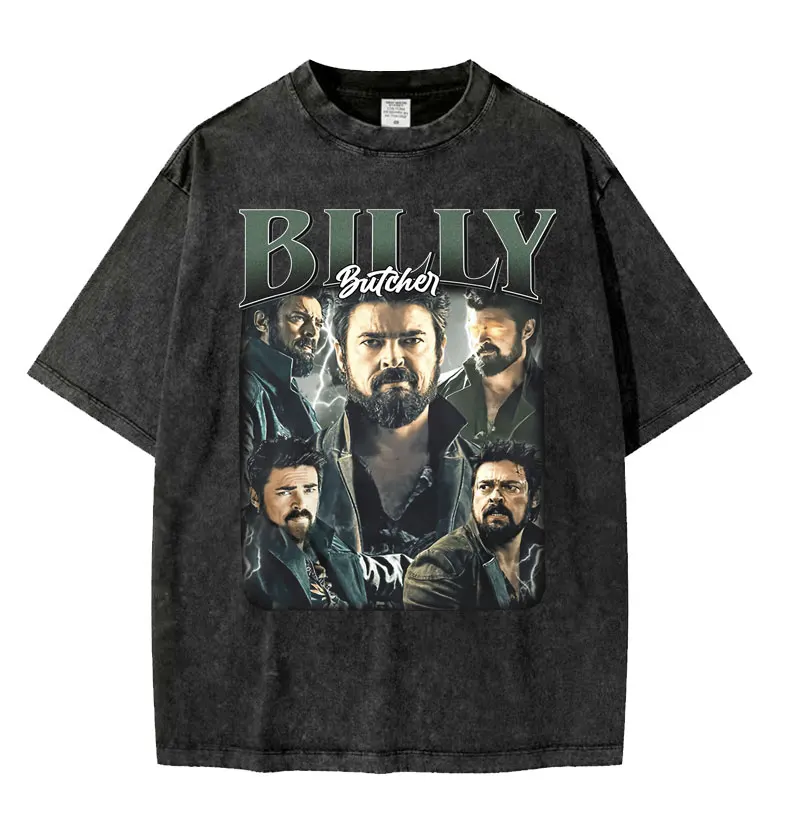 تيشيرتات رجالية كلاسيكية مغسولة ، الأولاد ، ويليام ، الجزار ، ملابس الشارع الهراجاو ، كبيرة الحجم ، فضفاضة ، تيشيرتات قصيرة الأكمام ، محدودة #1