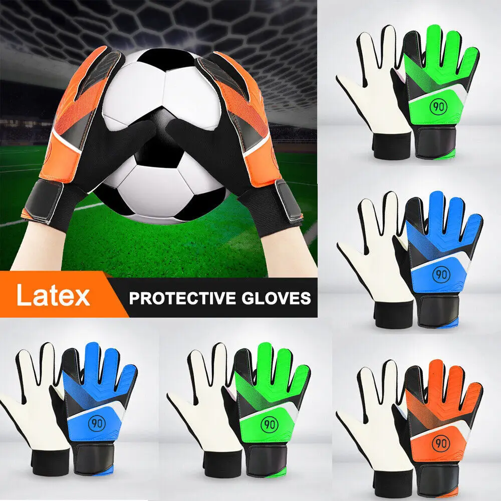 1 Pair Children Anti-Slip Glove Goalkeeper Gloves PU Gloves Finger Protection Goal Thickened Latex Football Gloves For Kids