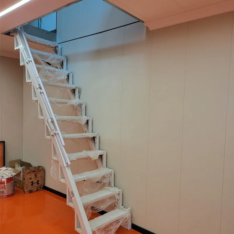 

Aida stairs wall folding steps aluminum alloy compound outdoor folding ladder household custom attic ladder