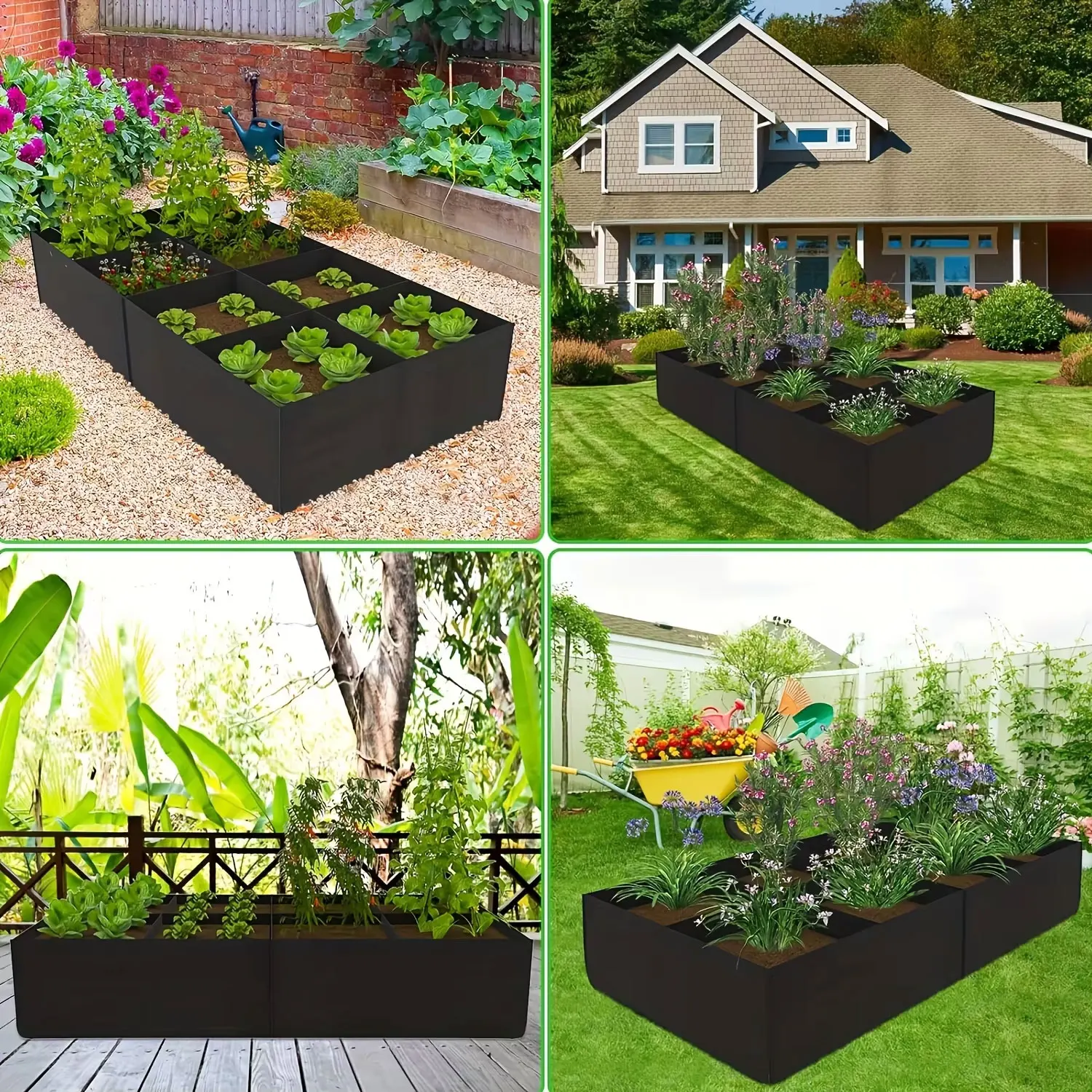 SPONDWILD 8 Grid Raised Garden Bed 180x90x30cm Extra Large Fabric Planter for Vegetables Heavy Duty Non-Woven Grow Bag Outdoor