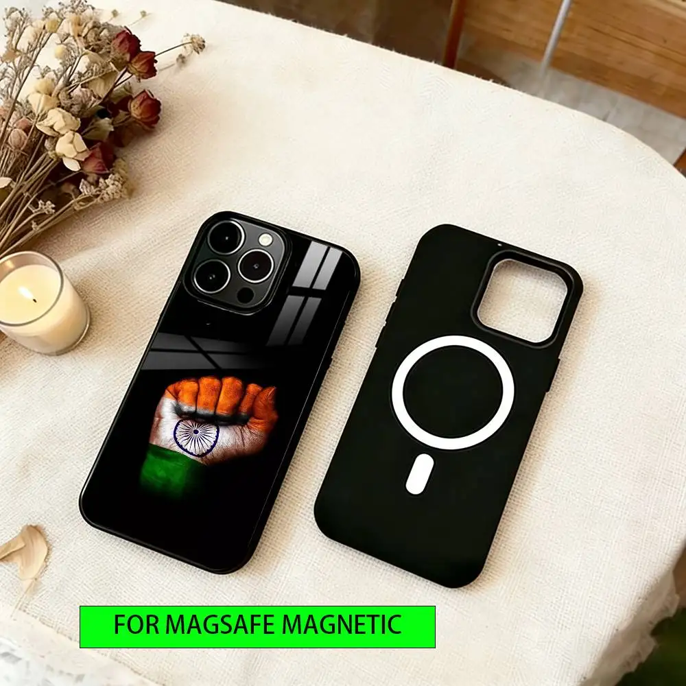 I-Indian National Emble Flag Phone Case For iPhone17,16,15,14,13,12,11 Plus,Pro Magnetic with Magsafe Wireless Charging