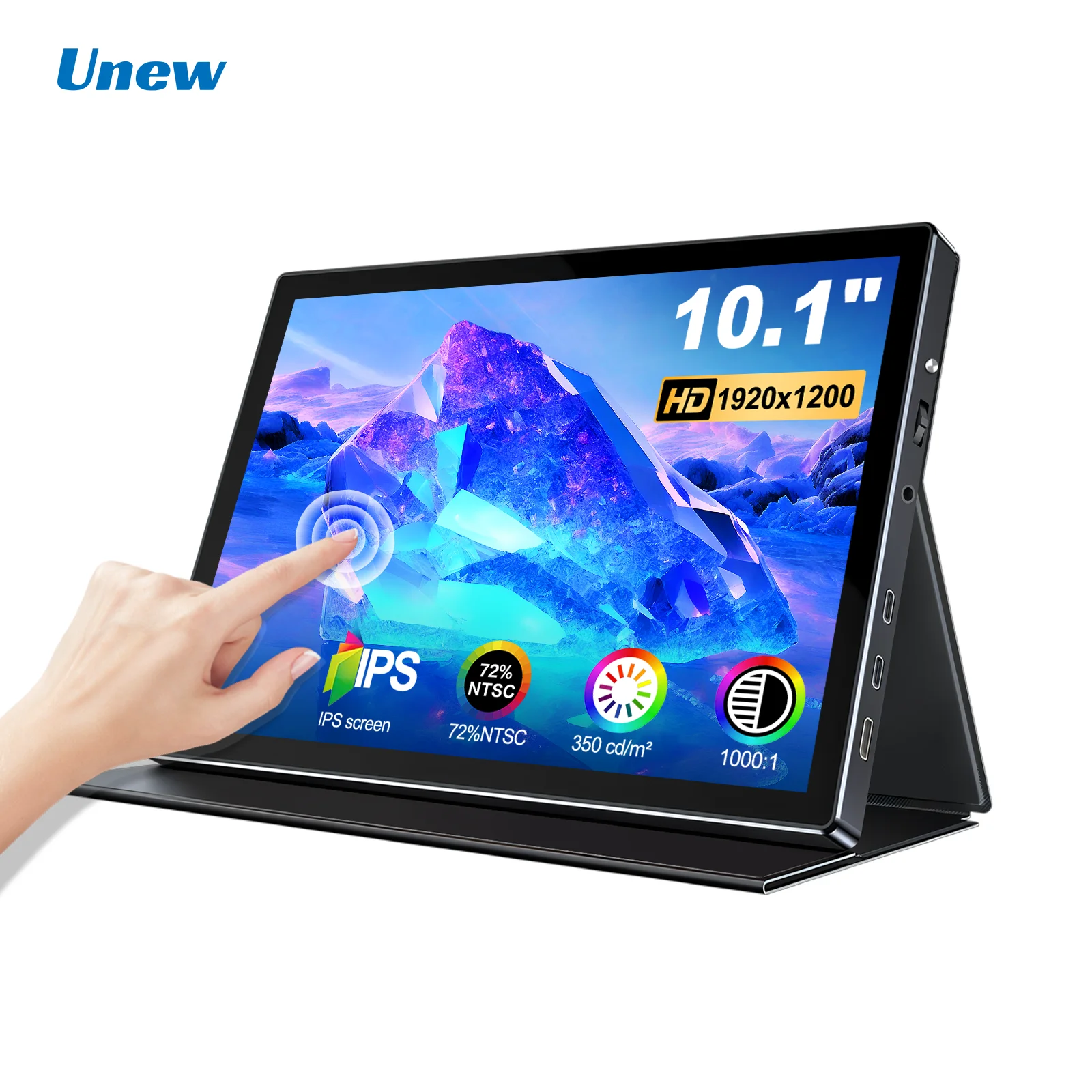 Unew 10,1 inch 1920x1200 16:9 60Hz touchscreen draagbare monitor voor laptop CCTV auto computer display met 75*75mm VESA Type-C