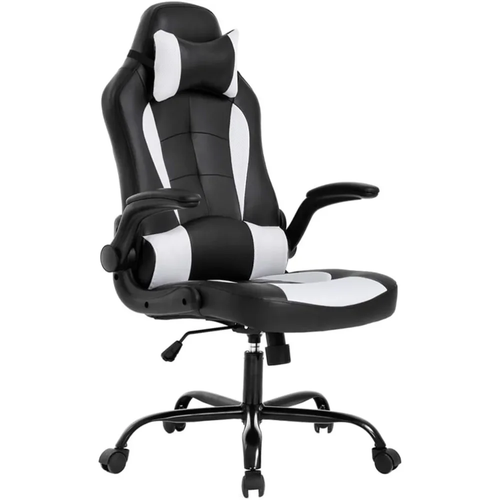 Chaise de bureau ergonomique pour PC Gaming, chaise de bureau avec support lombaire, bras rabattables, repos de sauna