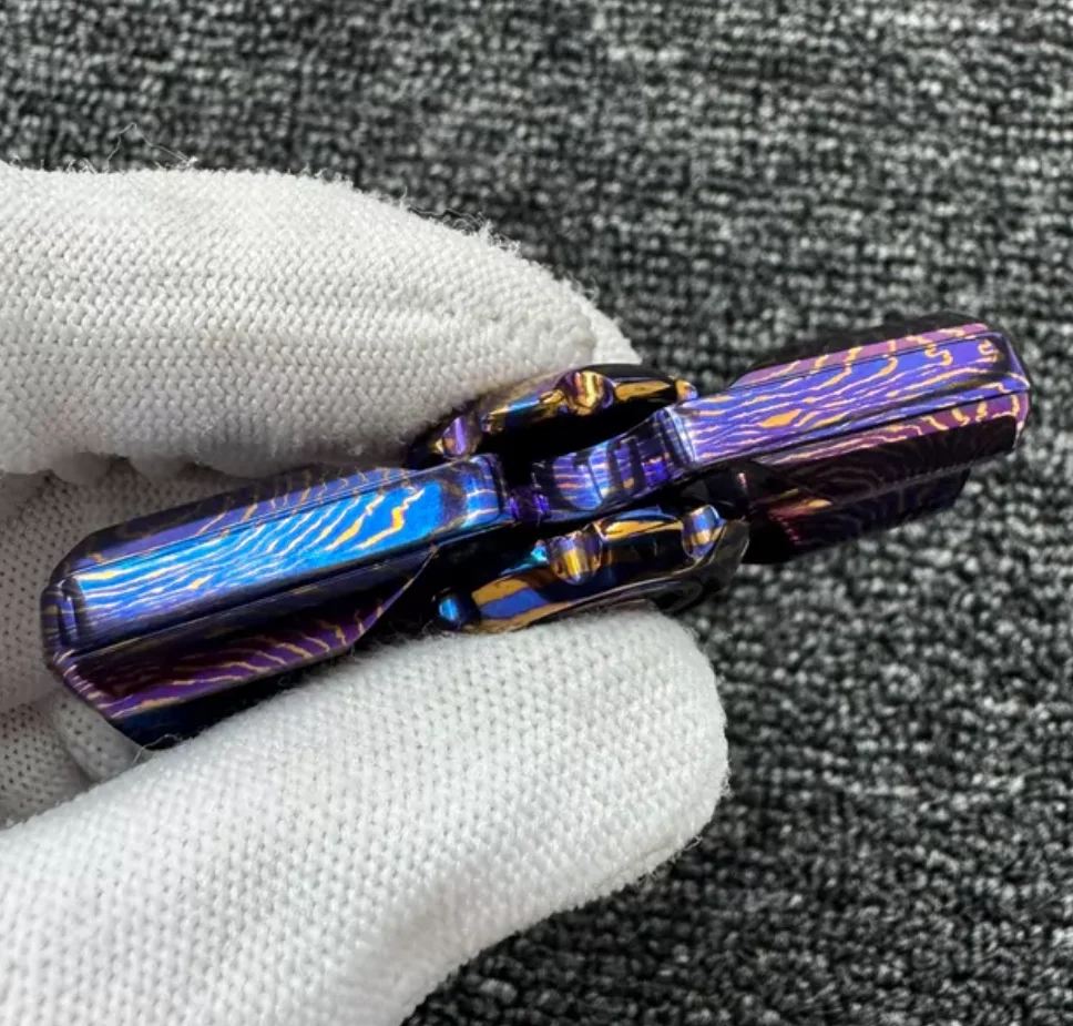 Used EDC Old Wu Timascus tuning fork gyroscope fidget spinner metal decompression toy