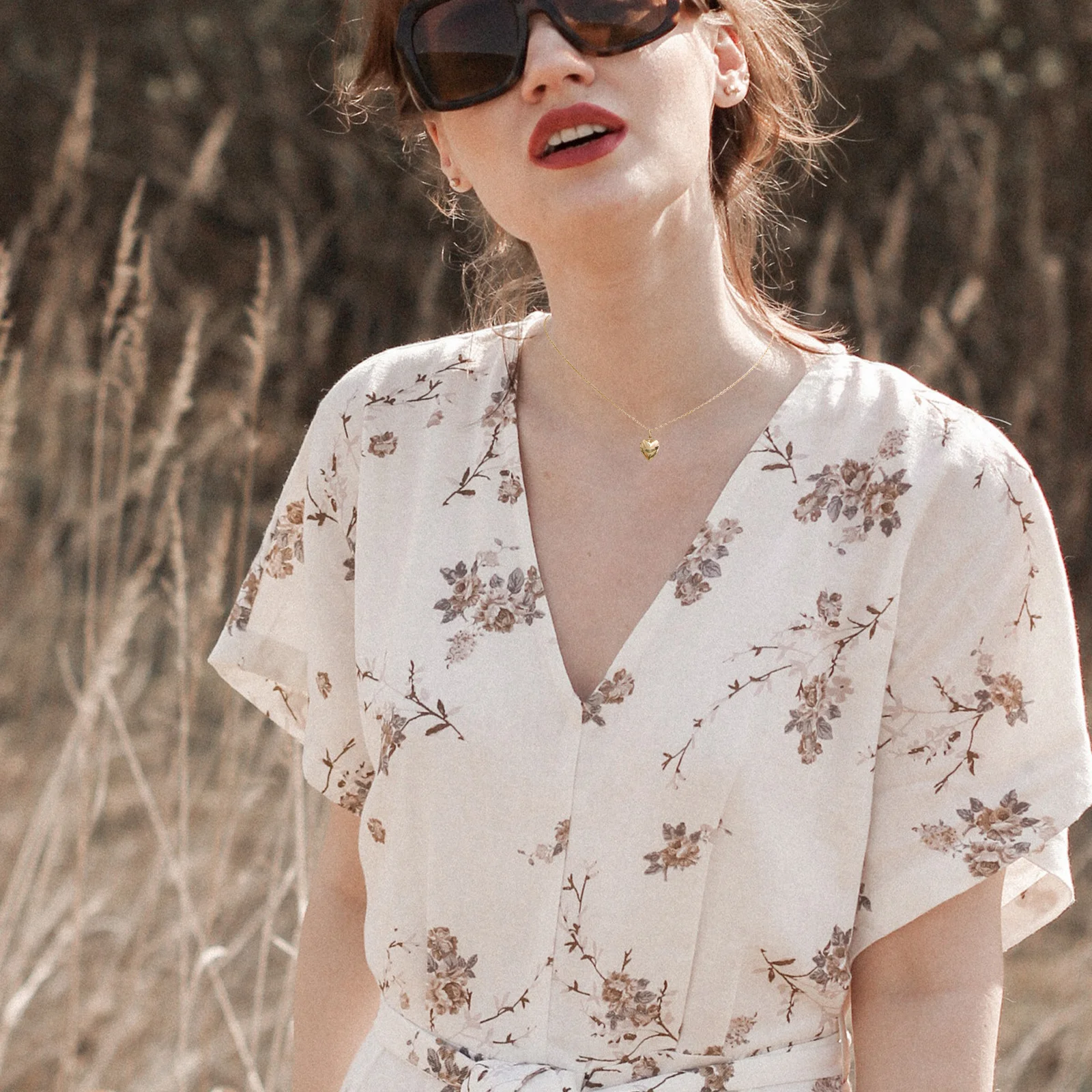 النحاس على شكل قلب صور المنجد قلادة قلادة مجوهرات للنساء الفتيات هدية يومية حفلة المنجد قلادة الرقبة قلادة معلقة