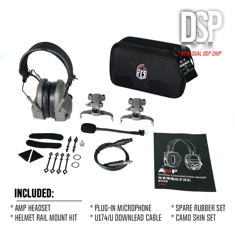 NONE 2024 Neues AMP-Headset Volldigital Dual DPS Taktisches FMA-Headset Kommunikationsgeräuschunterdrückung mit V60 PTT Combo Taktisches Headset 10