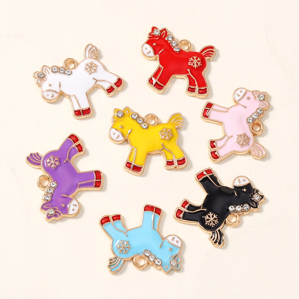 10 Stück 19*20mm Niedliche Kawaii Cartoon-Pferd Anhänger Charms für DIY Ohrringe, Halsketten, Schmuckherstellung, Handgemachtes Kunsthandwerk