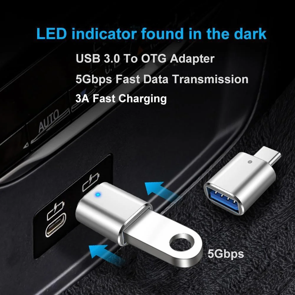 USB C إلى USB OTG محول USB C ذكر إلى USB A 3 0 أنثى محول مع مؤشر LED للهواتف الذكية اللوحية المحمول شحن سريع #5