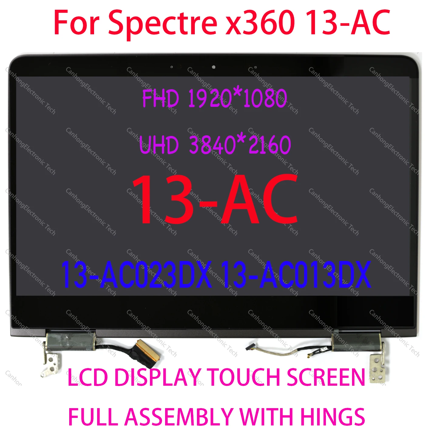 HPランプ用の完全な13.3インチLCDタッチスクリーンデジタイザー,ランプ用のアセンブリ,x360 13-ac 13t-ac000 13-ac033dx 13-ac012nf,918030-001