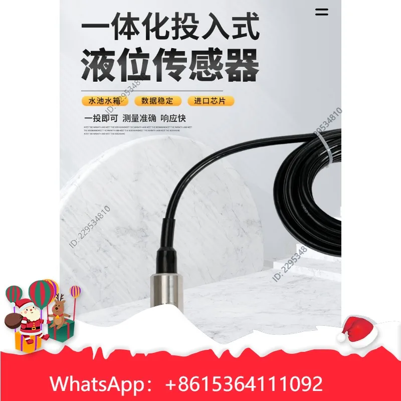 Immersion level transmitter, integrated level sensor probe, 4-20mA static pressure water level controller