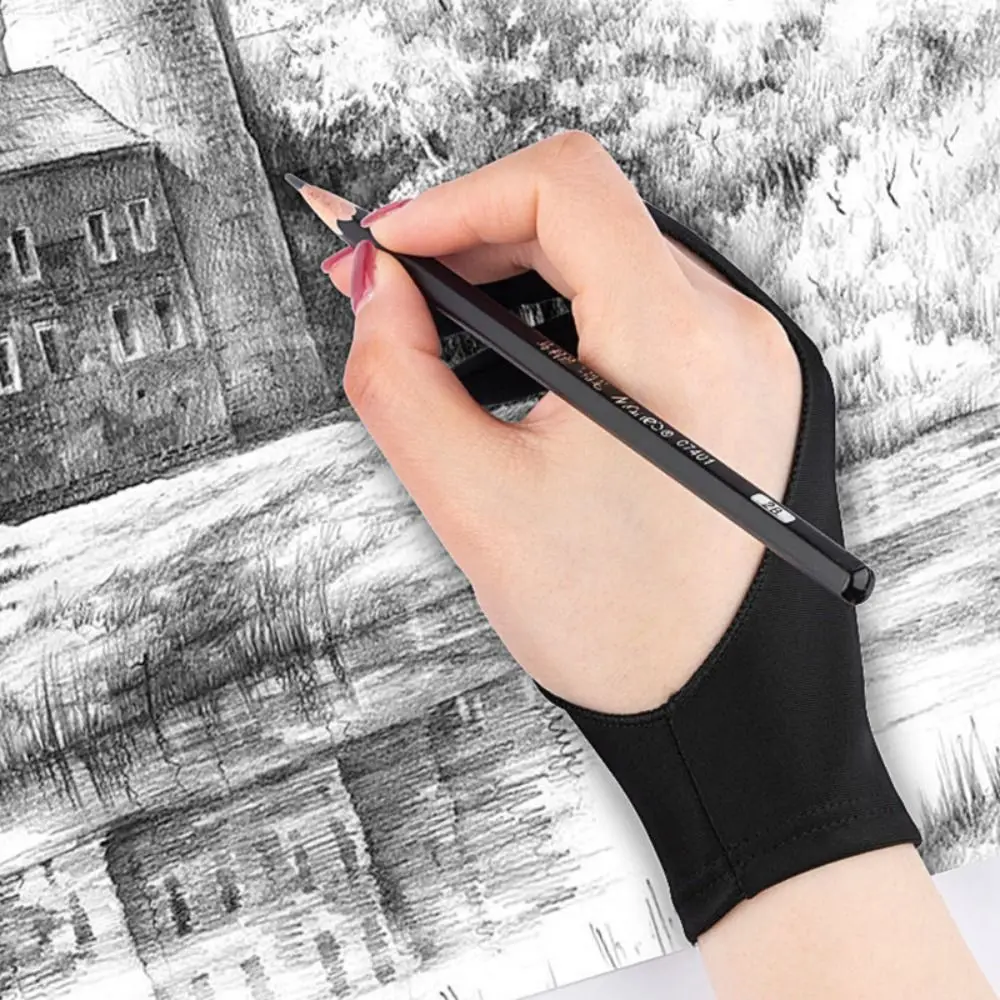1pcs Simple 1/2 Fingers Painting Gloves Anti-fouling Sweat-proof Sketch Gloves Anti-touch Drawing Gloves Screen Board