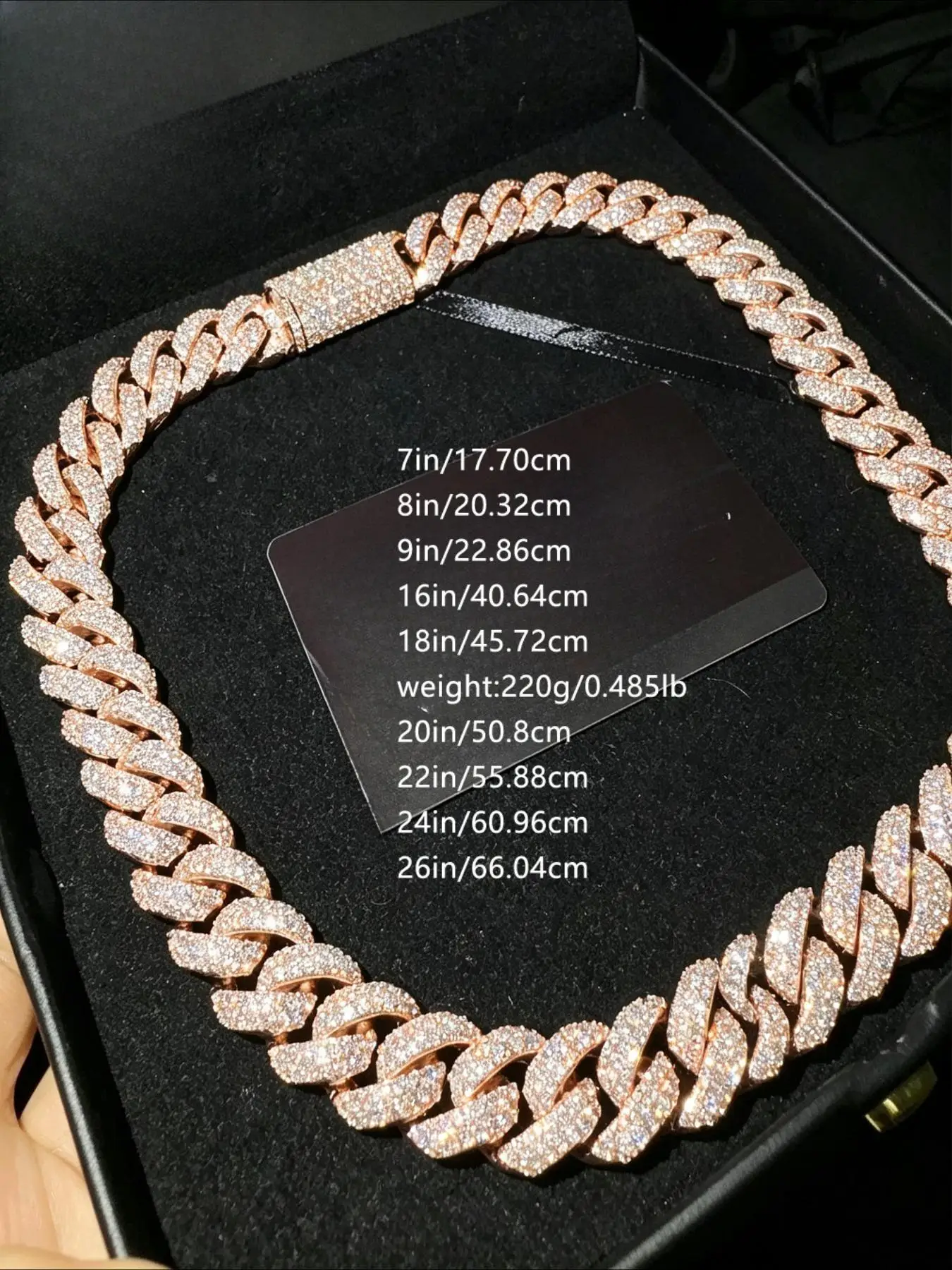 Iced Rose Gold Bubble Rapper Necklace, Hip Hop Luxury 22mm Hip Hop Cuban Chain, Glory Hip Hop Iced High Glam Jewelry