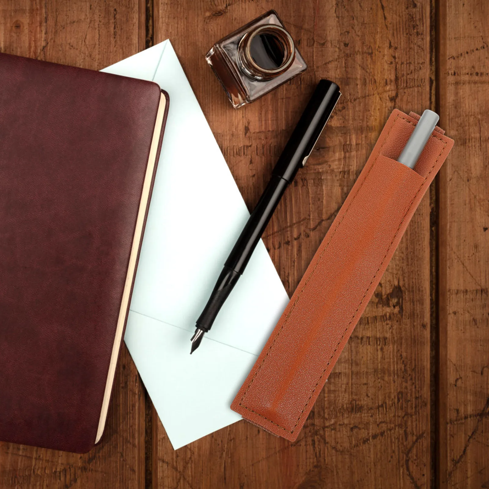 

6pcs Capacitive Sleeve Notebook Holder Notebook Pen Holder Elastic B Pouch Black Brown Each Pen Storage Solution