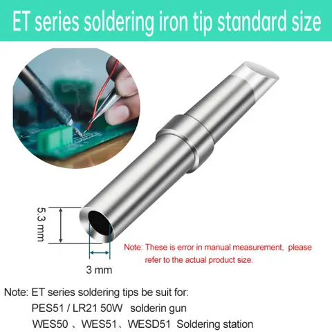 Weller ET Lödkolvsspetsar ETP ETS ETR ETKN Ersättningslödspets för Weller WESD51 WES51 WE1010 PES51 Reparationsverktyg 8 best sales lödkolvspets - №8