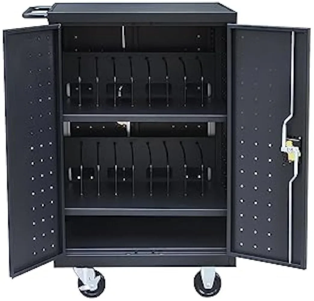 20 Device Mobile Charging and Storage Cart for IPads, Chromebooks and Laptop Computers, Up To 17-Inch Screen Size