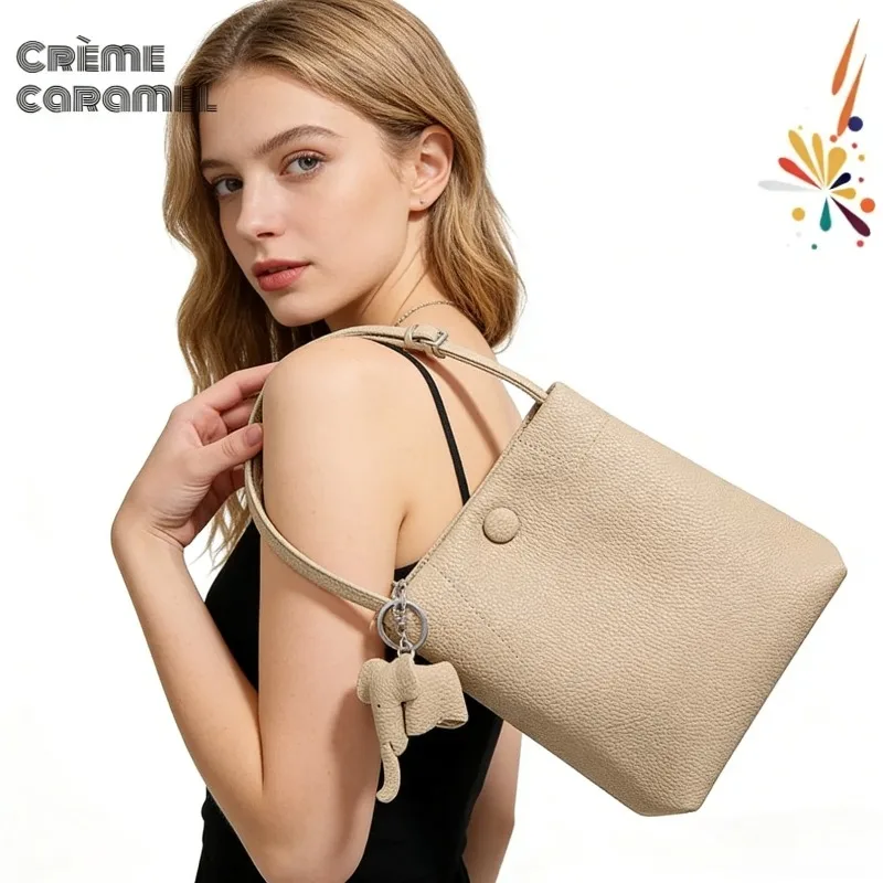 

Модная ретро-сумка-ведро из кожи для женщин, новинка лета 2026, простая повседневная сумка через плечо для телефона