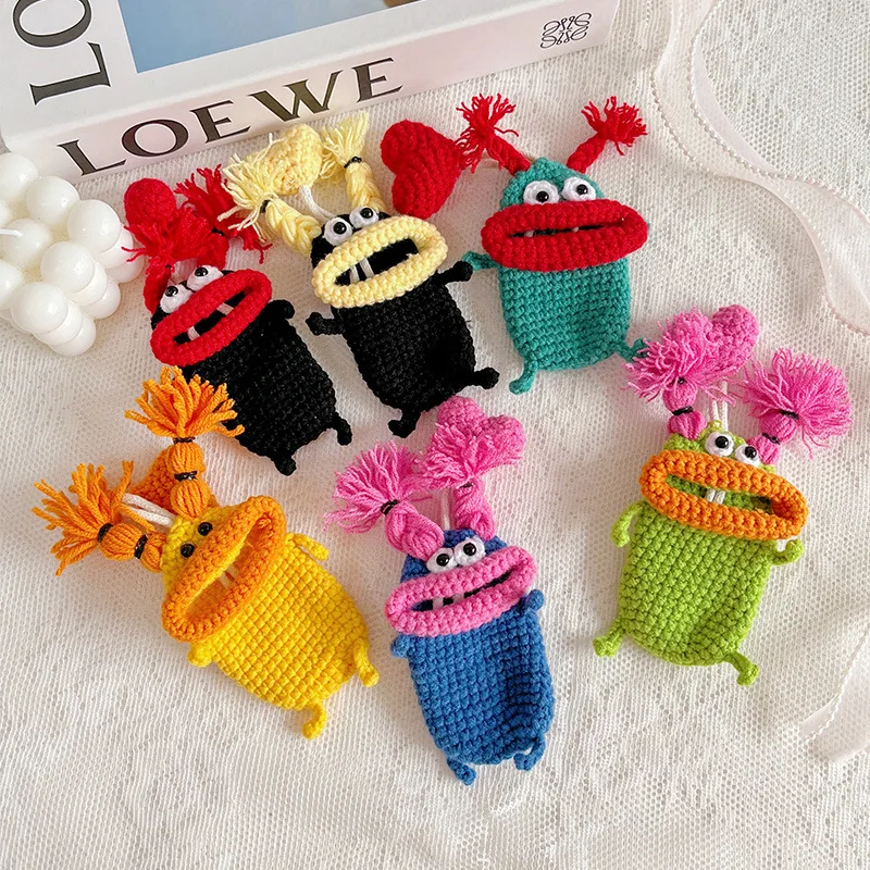 

Cute Handmade Crochet Monster Plushies, Funny Amigurumi Dolls for Decoration & Accessory, Unique Knitted Cartoon Creatures Gift