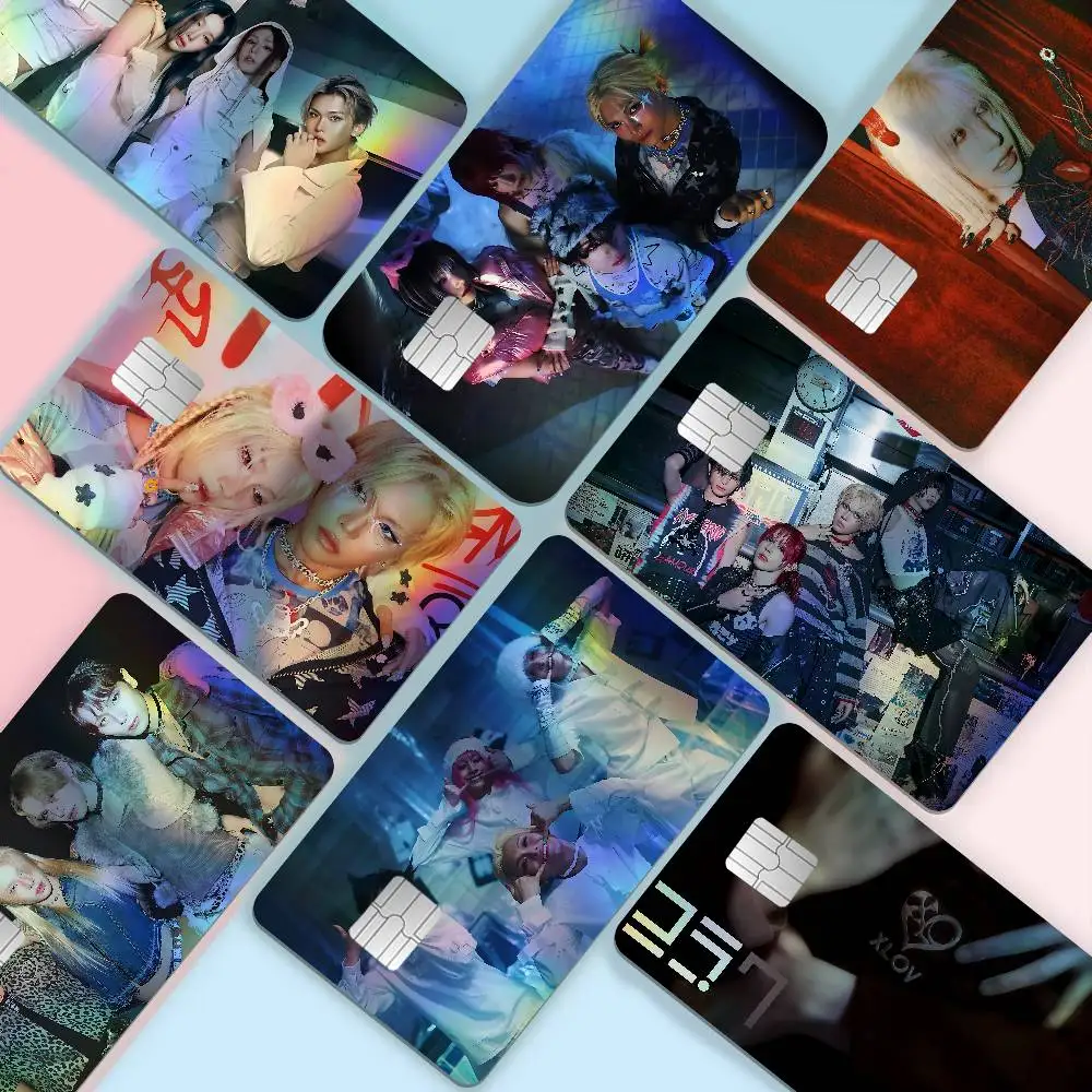 Kpop Group X-Lov Trendy Laser Glitter Bank Card Stickers All Match Multi Purpose Use