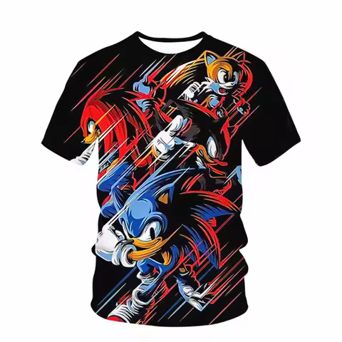 New Cute Sonic Girl Cartoon T-Shirt Children's Short Sleeve Summer Casual T-Shirt Boys Sports Shirt Quick Drying Tops Tee