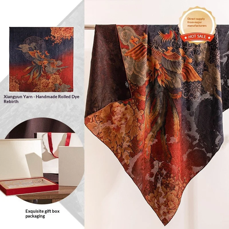 100% mulberry silk fragrant cloud gauze shawl with double-sided cheongsam scarf literary and retro ancient charm