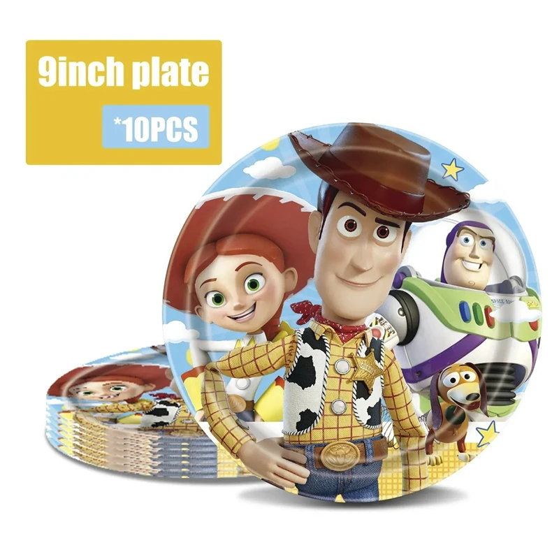 Disney Toy Story Zestaw dekoracji urodzinowych Nowy Buzz Astral Woody Serwetki papierowe Talerze Kubki Balony Artykuły na Baby Shower