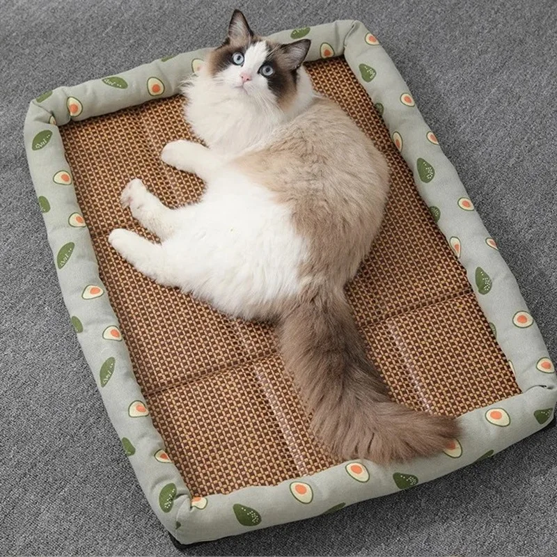 Summer Rattan Cat Bed Comfortable Pet Ice Mat for Cats Small Dogs Cat Nest Mat Kitten Puppy Beds Cushion Pets Supplies