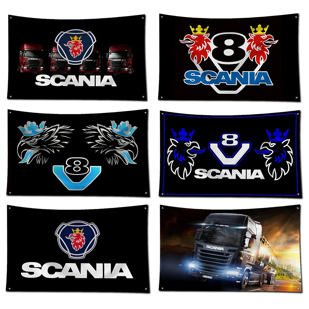 3x5 Ft Truck Bus S-scanias Flag Polyester Digital Printing Banner for Garage Wall Art Out Door Decoration With Brass Grommets