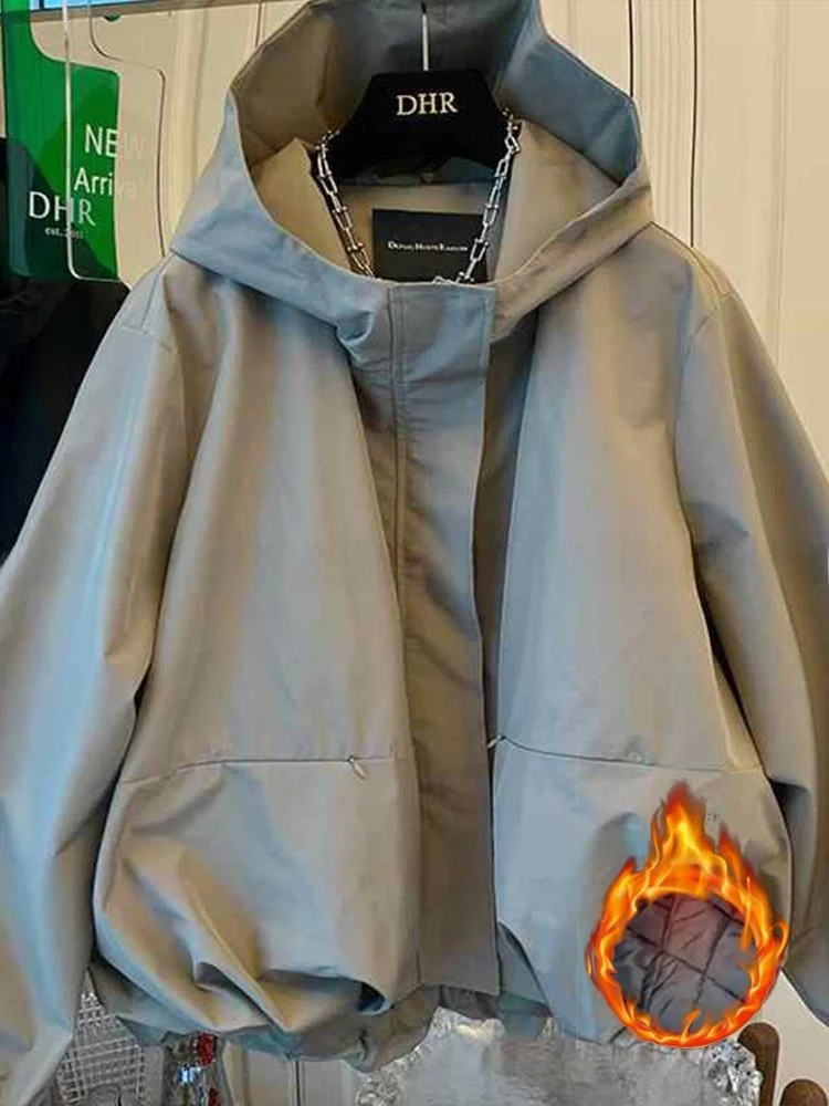 معطف Jaet قطني فريد من نوعه للنساء مع غطاء محرك السيارة لخريف وشتاء جديد Sle Commuter معطف دافئ فضفاض مقاوم للرياح #2