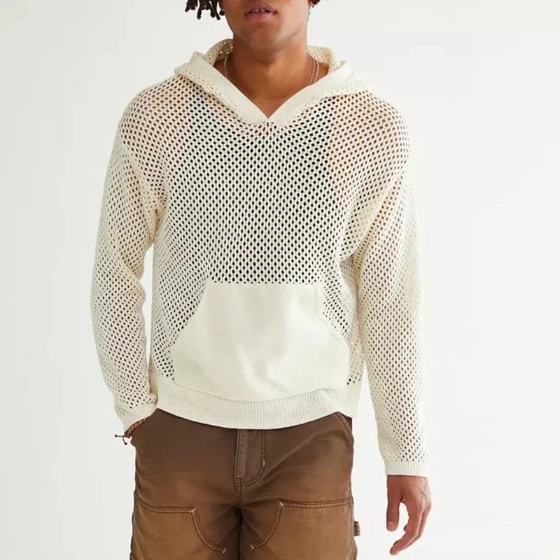 

Autumn Long-sleeved T-shirt Bottoming Shirt Fashionable Men's Hollow Loose Casual Sports Top Men's Hooded Sweater