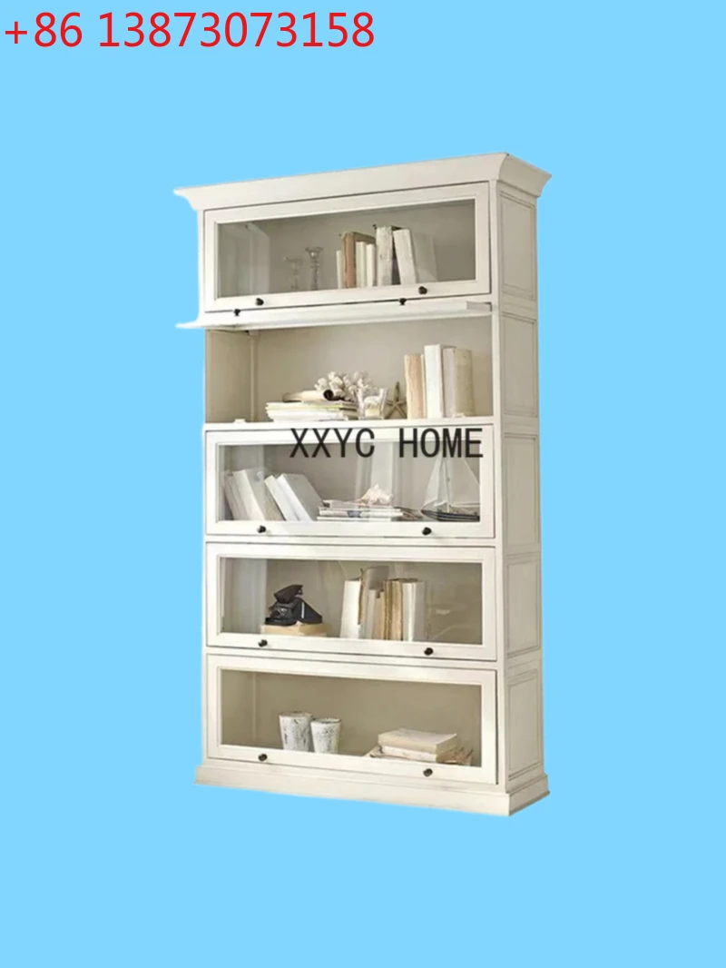 

Американский книжный шкаф из цельного дерева, простой современный легкий роскошный напольный книжный шкаф со стеклянной дверью, детская книжная полка для пыли
