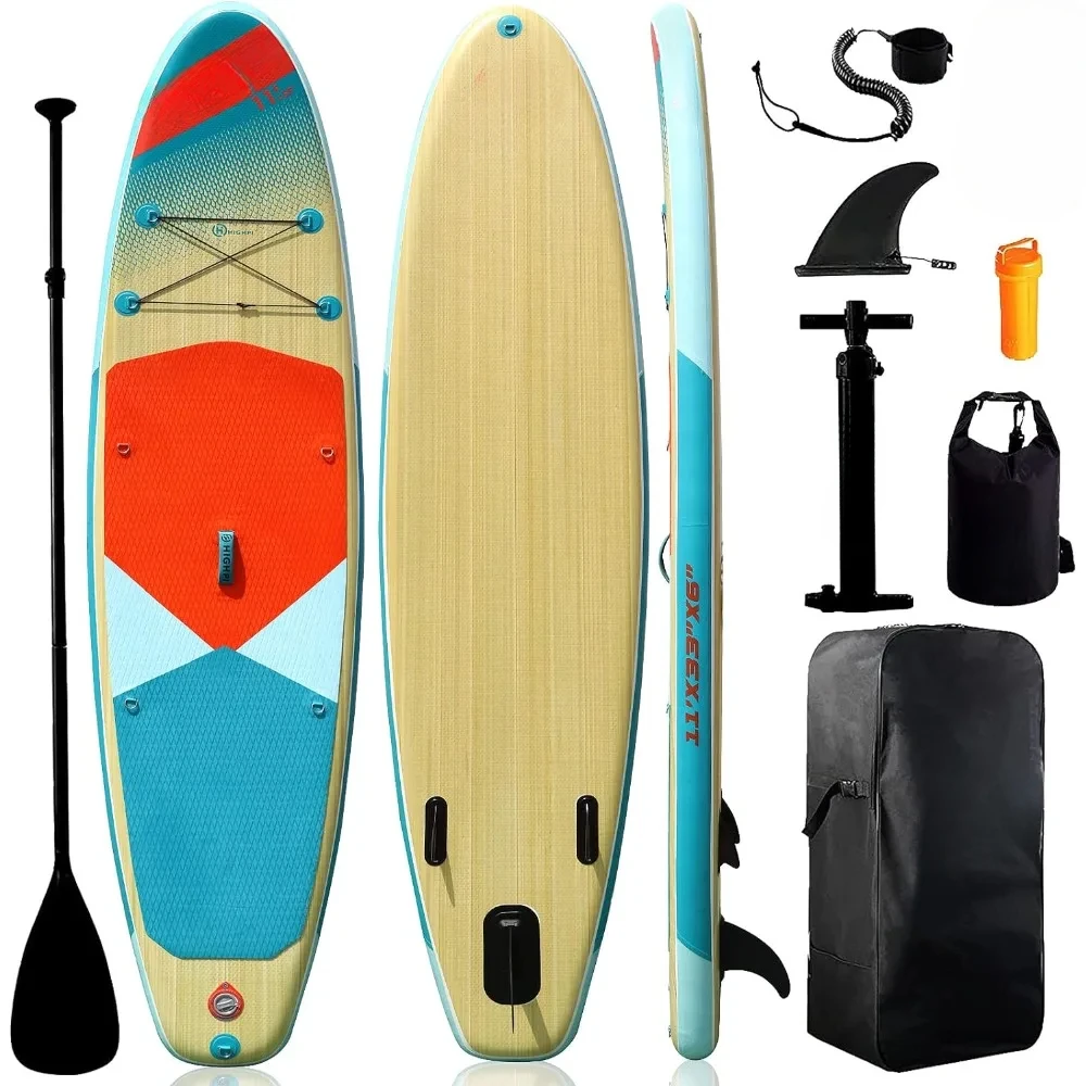 Inflatable Stand Up Paddle Board, Backpack, Wide Stance, Surf Control, Non-Slip Deck, Leash, Paddle and Pump,Standing Boat