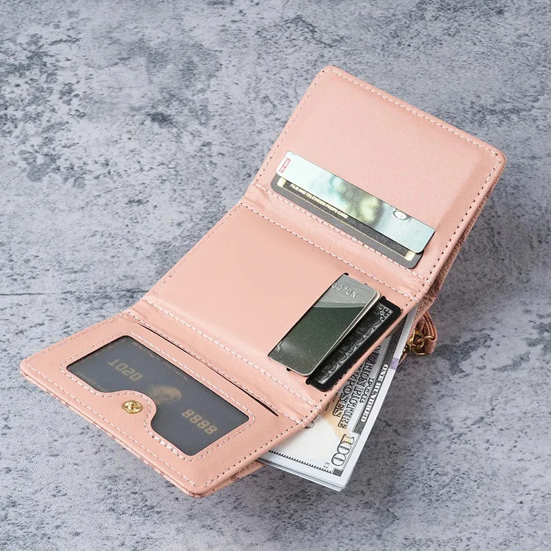 New style women's wallet, short, European and American PU high-end coin purse, printed, multi-card slots, small wallet, money cl image 5