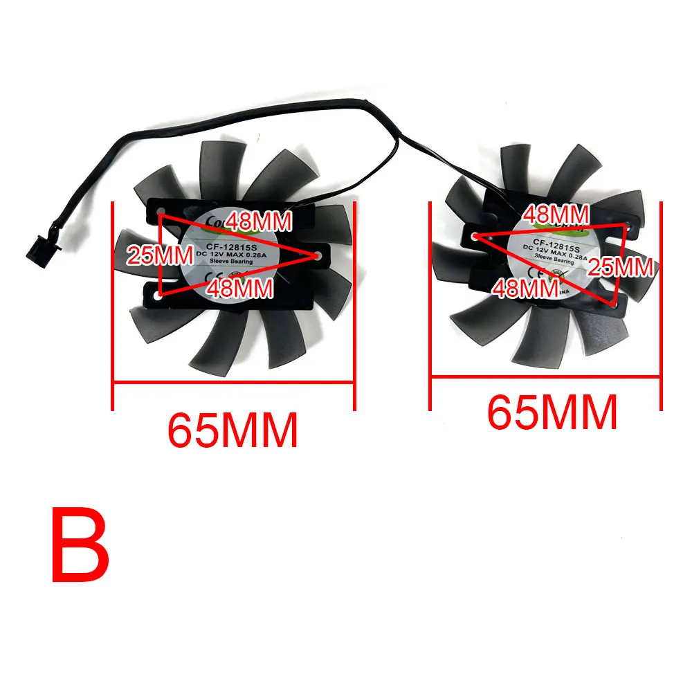 Cooling Fan 75mm 2pin CF8015L12S 65MM CF-12815S GTX1050TI GPU FAN For Inno3D GTX 1050Ti video card fan